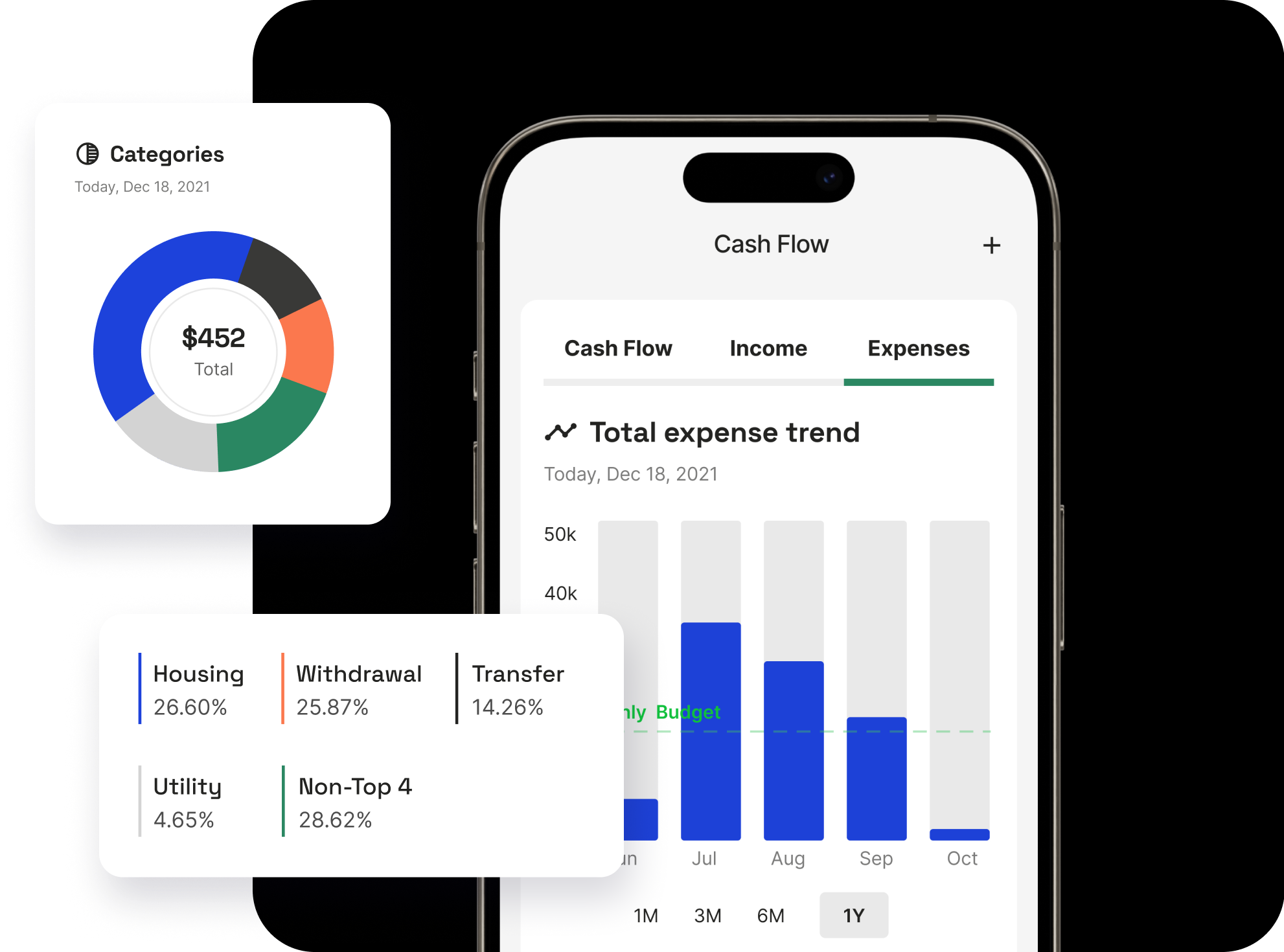 Kashvisor app showing budget tracking and spending analysis